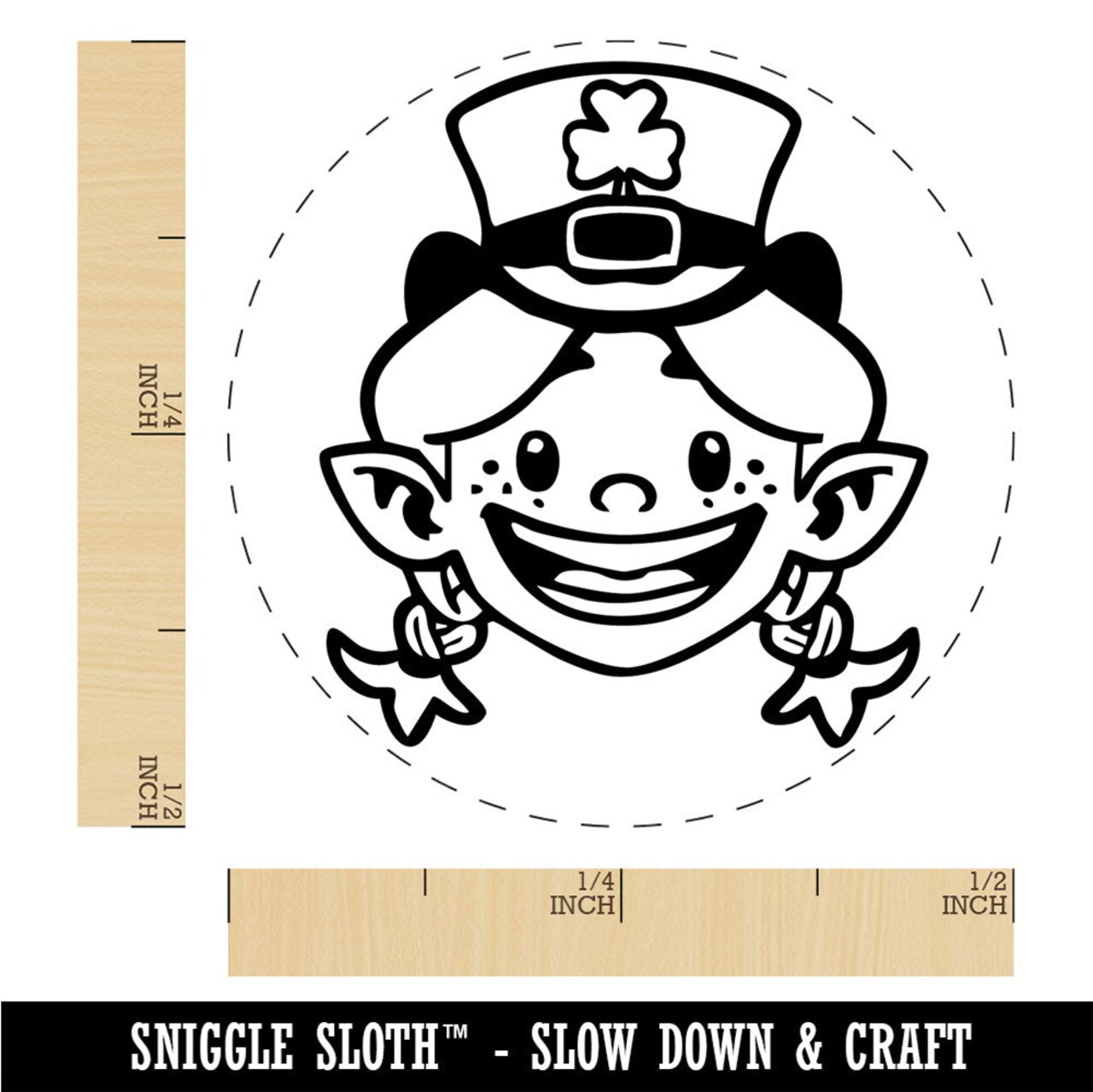 Lady Leprechaun Girl Hat Saint Patricks Day Rubber Stamp for Stamping Crafting Planners